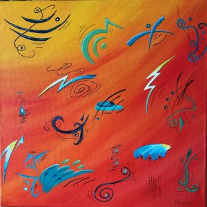 Arabesques Peinture acrylique sur toile lin 50x50 cm