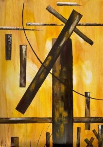 Chevron, Peinture à huile sur toile lin 70x50 cm