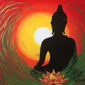 Peinture acrylique sur Toile coton l'ombre de bouddha 46x38 cm