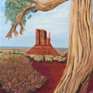 Monument valley peinture a l'huile sur toile lin 50x65 cm
