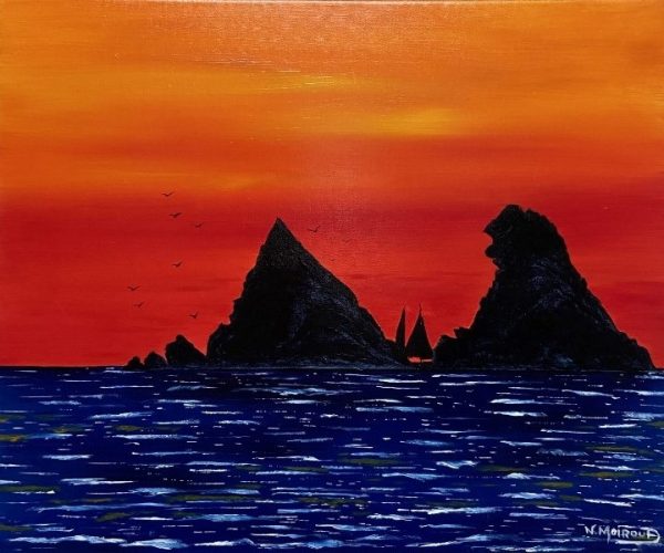 Les deux frères Seyne sur mer peinture a huile sur toile lin 46x38