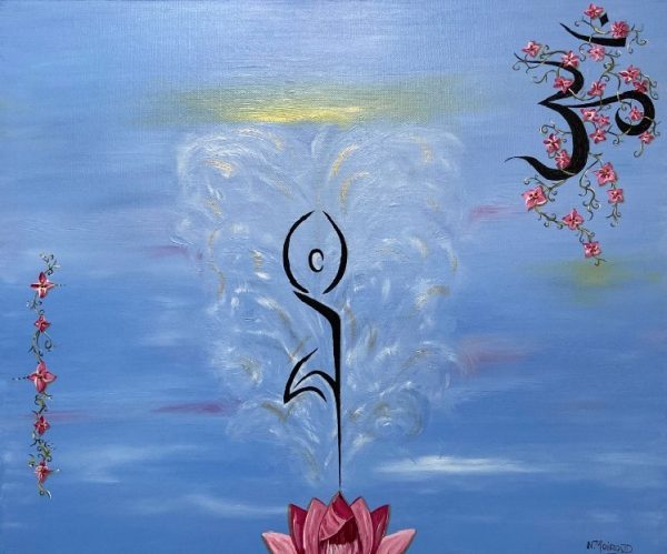 toile coton 50x60 cm peinture acrylique bleu et rose