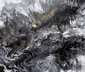 Pouring vagues noires ,toile coton, 45x55 cm