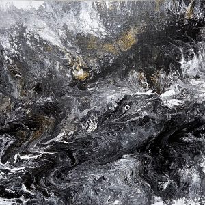 Pouring vagues noires ,toile coton, 45x55 cm