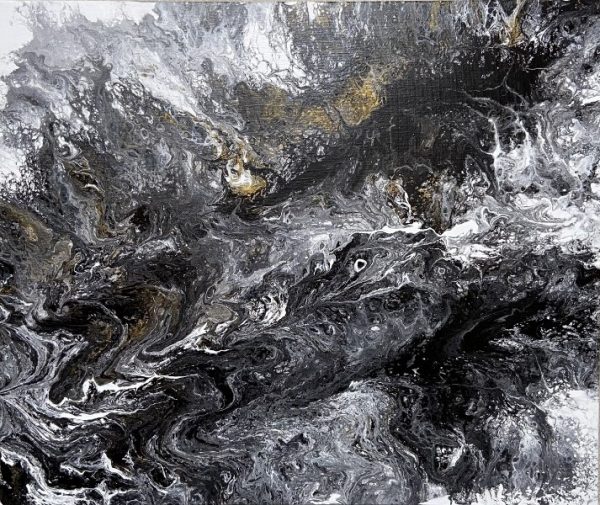 Pouring vagues noires ,toile coton, 45x55 cm