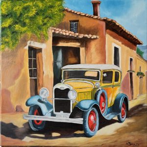 Ford année 30, Peinture à l'huile sur toile coton 50 X 50 cm