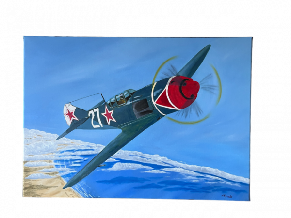 Lavochkine La 7 Peinture à l'huile sur toile en lin 50 X 70 cm