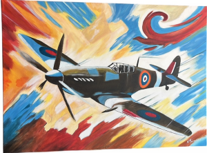 Le Spitfire, Peinture acrylique sur toile coton, 50 X 70 cm