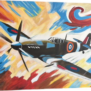 Le Spitfire, Peinture acrylique sur toile coton, 50 X 70 cm
