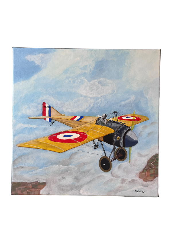 Morane-Solnier type N, Peinture acrylique sur toile coton, 50 X 50 cm